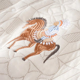 Cotton romper, long sleeves, rider embroidery, comfort. 0-24 months