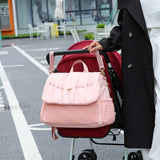 Pink waterproof padded nylon diaper bag with handles