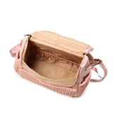 Pink waterproof padded nylon diaper bag with handles
