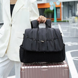 Sac à Langer Noir Matelassé Motif Tressé en Nylon avec Anses