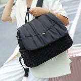 Sac à Langer Noir Matelassé Motif Tressé en Nylon avec Anses