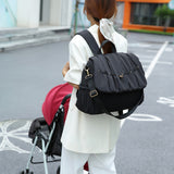 Sac à Langer Noir Matelassé Motif Tressé en Nylon avec Anses