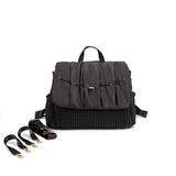 Sac à Langer Noir Matelassé Motif Tressé en Nylon avec Anses