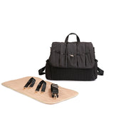 Sac à Langer Noir Matelassé Motif Tressé en Nylon avec Anses