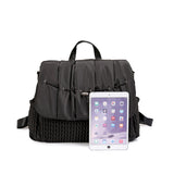 Sac à Langer Noir Matelassé Motif Tressé en Nylon avec Anses