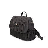 Sac à Langer Noir Matelassé Motif Tressé en Nylon avec Anses