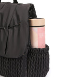 Sac à Langer Noir Matelassé Motif Tressé en Nylon avec Anses