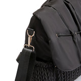 Sac à Langer Noir Matelassé Motif Tressé en Nylon avec Anses