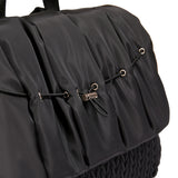 Sac à Langer Noir Matelassé Motif Tressé en Nylon avec Anses