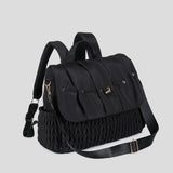 Sac à Langer Noir Matelassé Motif Tressé en Nylon avec Anses