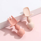 Ergonomic silicone baby learning cutlery