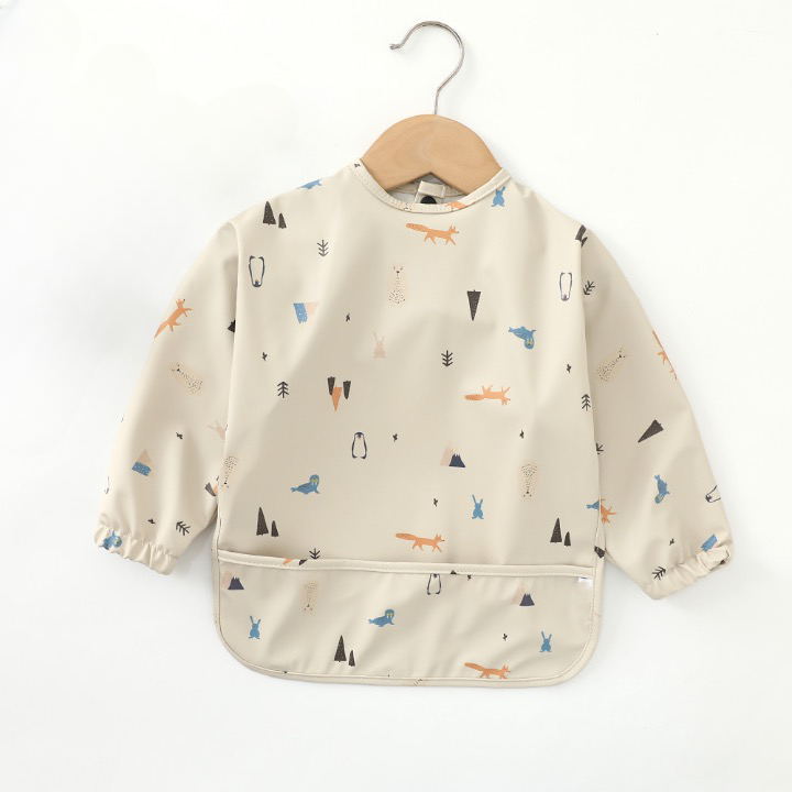 Bavoir Imperméable Ajustable à Manches Longues avec Poche