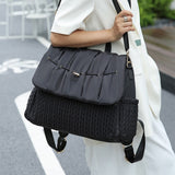 Sac à Langer Noir Matelassé Motif Tressé en Nylon avec Anses