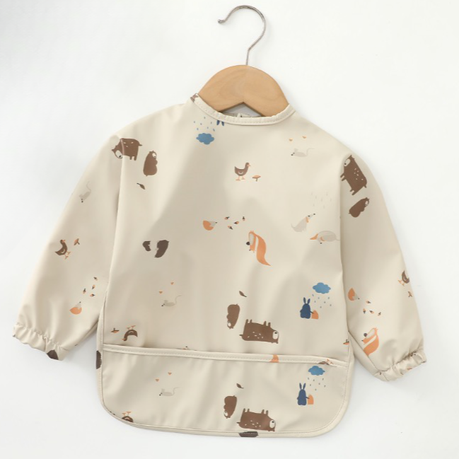 Bavoir Imperméable Ajustable à Manches Longues avec Poche