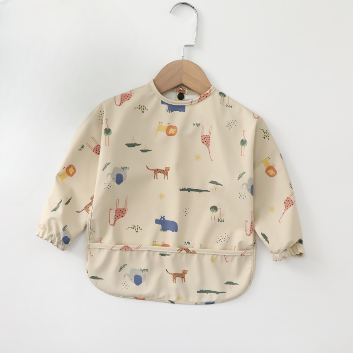 Bavoir Imperméable Ajustable à Manches Longues avec Poche