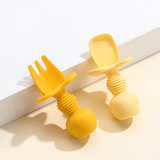 Ergonomic silicone baby learning cutlery