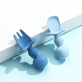 Ergonomic silicone baby learning cutlery