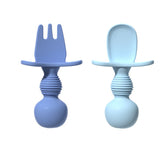 Ergonomic silicone baby learning cutlery