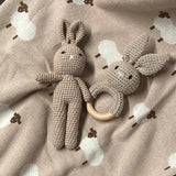 Handmade crochet Léonore soft toy for baby Rabbit shape 