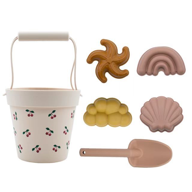 Beach toys, Gray silicone bucket and shovel set