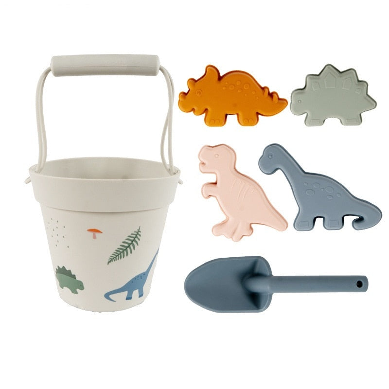 Beach toys, Gray silicone bucket and shovel set