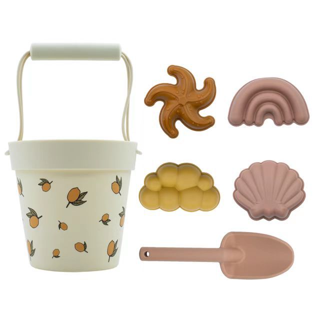 Beach toys, Gray silicone bucket and shovel set