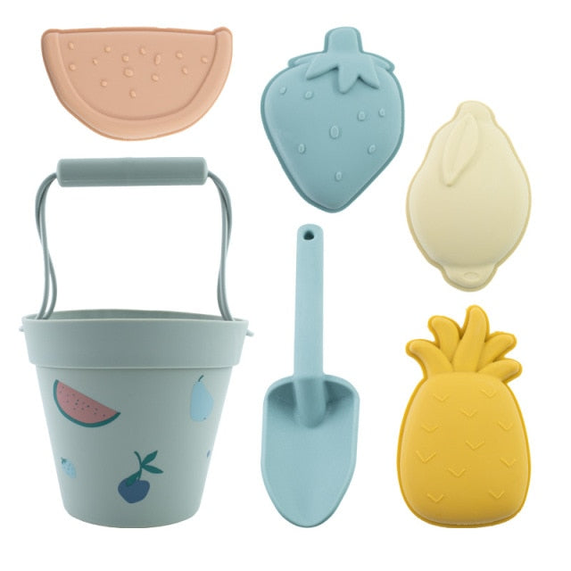 Beach toys, Gray silicone bucket and shovel set