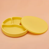 Assiette ronde compartimentée en silicone avec couvercle | Sana