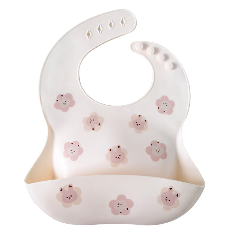 Le Bavoir en silicone souple (imprimé ourson)