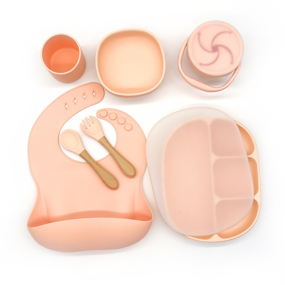 Le set repas pour bébé en silicone | 7 pièces  | Lily