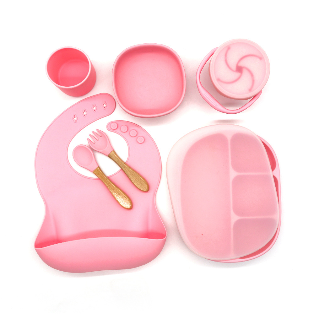 Le set repas pour bébé en silicone | 7 pièces  | Lily