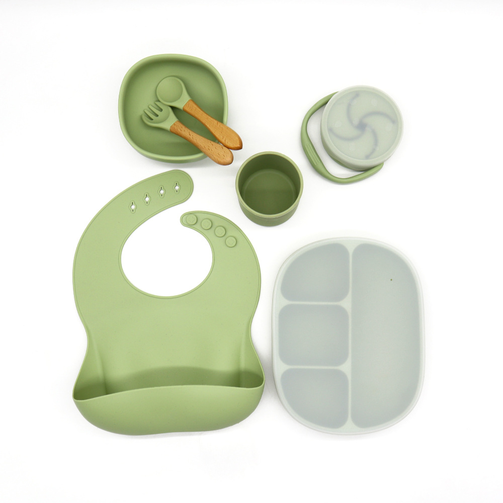 Le set repas pour bébé en silicone | 7 pièces  | Lily